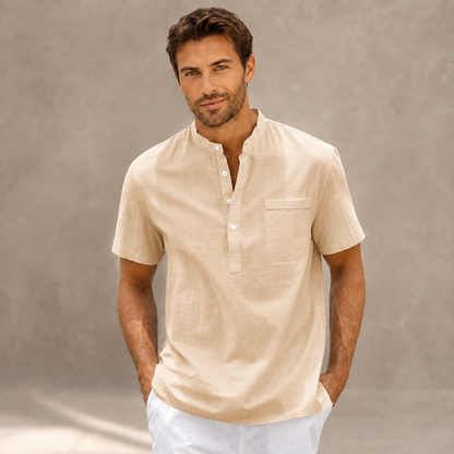 Chemise Homme Milo – Col Mao & Manches Courtes
