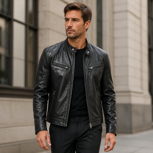 Évan – Veste Homme en Similicuir à Col Montant