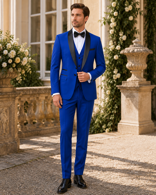 Gabriel – Costume Homme 3 Pièces à Revers Satinés
