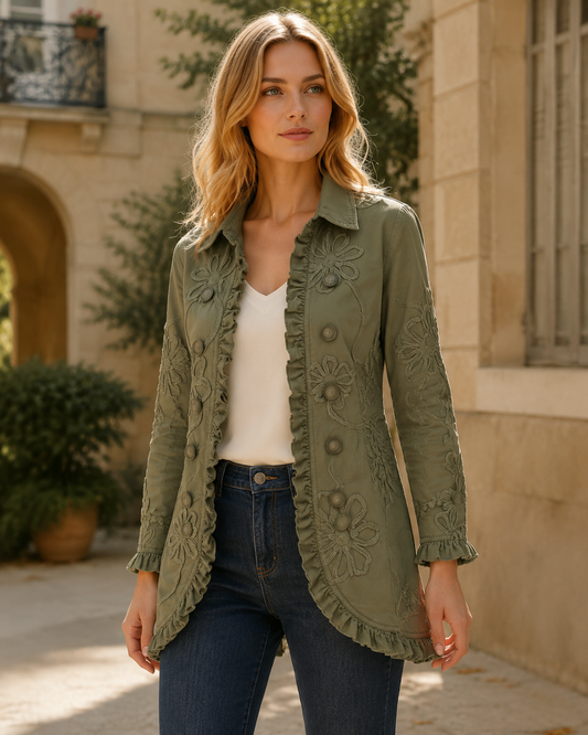 Rosalie – Blazer Brodé à Volants