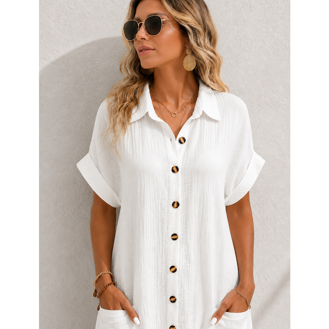 Robe Chemise Léa – Coupe Fluide Boutonnée & Poches