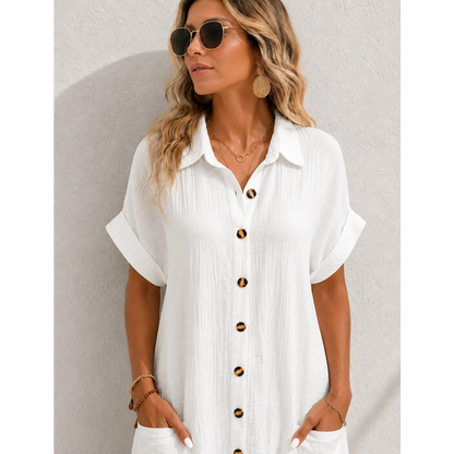 Robe Chemise Léa – Coupe Fluide Boutonnée & Poches