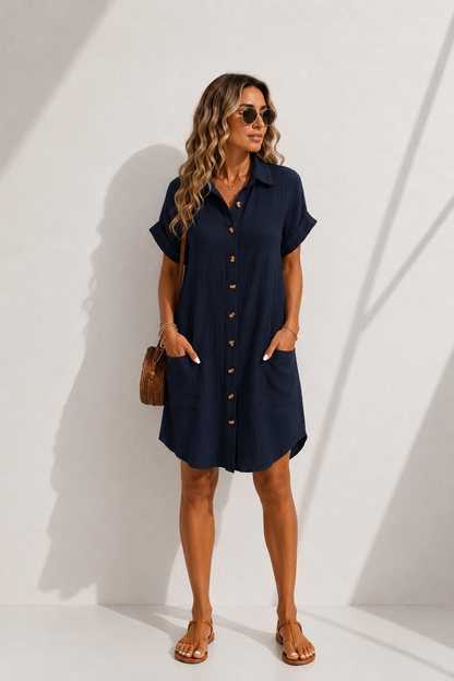 Robe Chemise Léa – Coupe Fluide Boutonnée & Poches