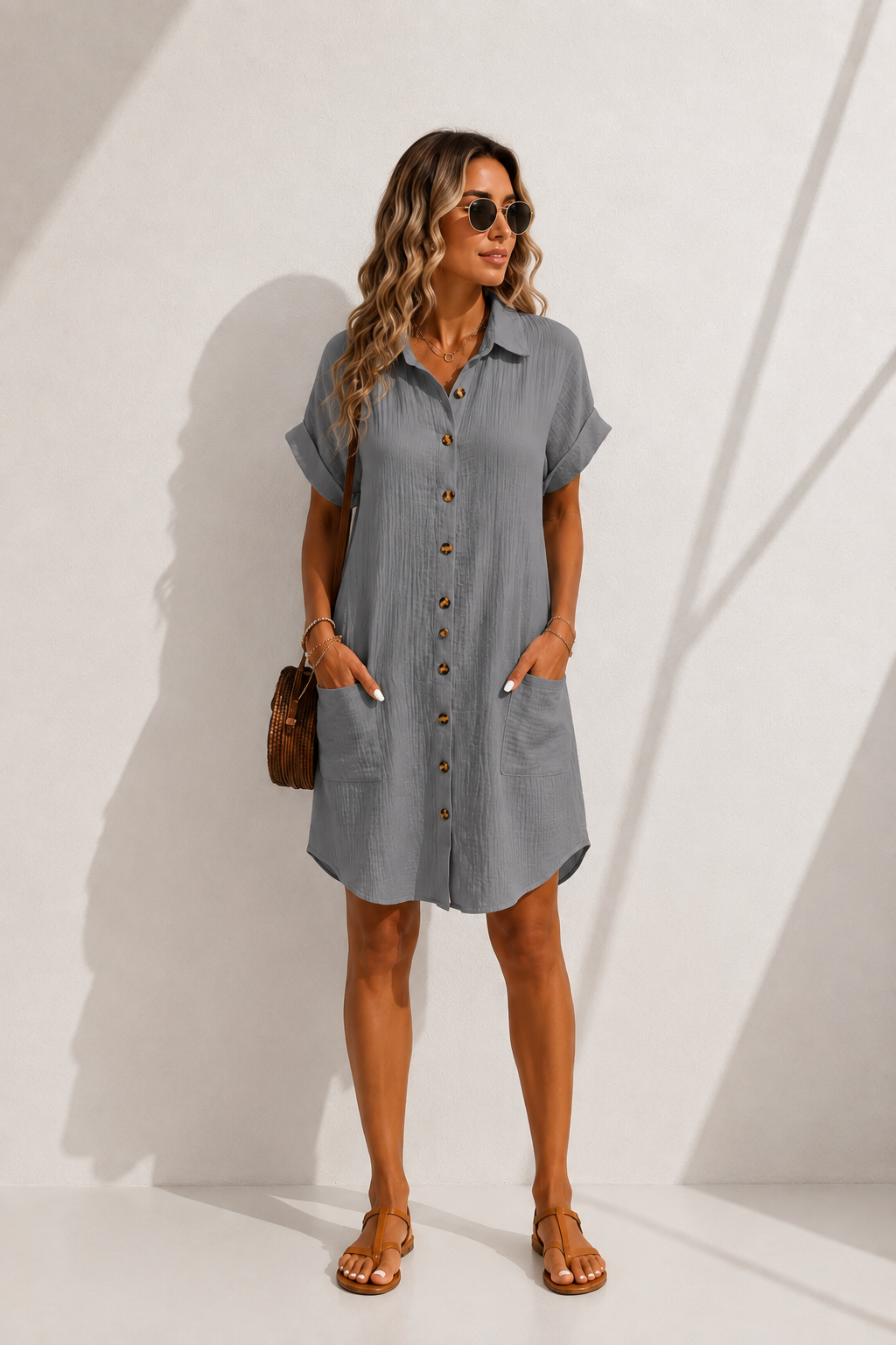 Robe Chemise Léa – Coupe Fluide Boutonnée & Poches