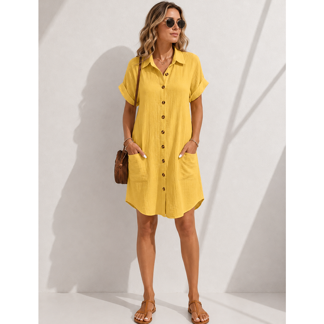 Robe Chemise Léa – Coupe Fluide Boutonnée & Poches