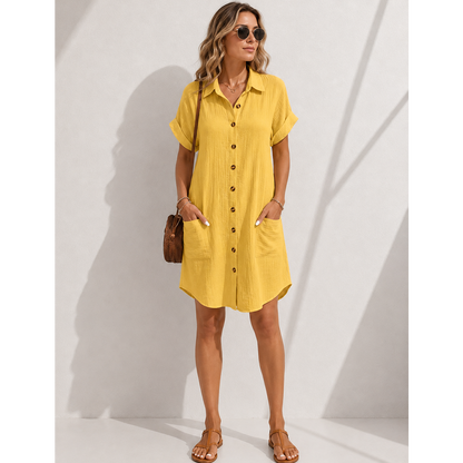 Robe Chemise Léa – Coupe Fluide Boutonnée & Poches