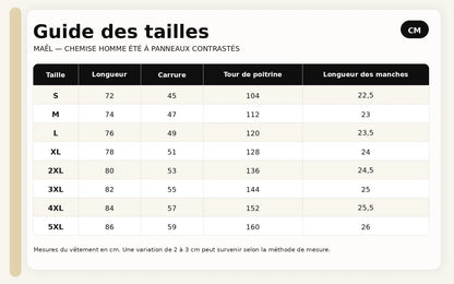 Maël – Chemise Homme Été à Panneaux Contrastés