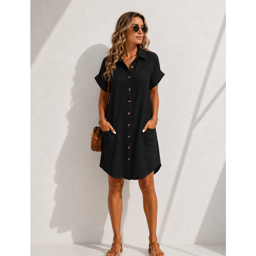 Robe Chemise Léa – Coupe Fluide Boutonnée & Poches